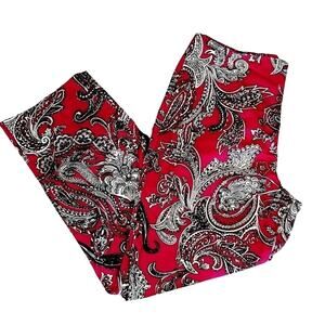 Talbots Size 8 Paisley Magenta Sleek Pants Career Pop Trendy Vibrant Unique